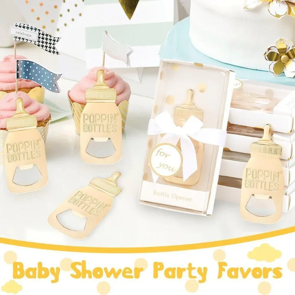 Set of 24 Boxed 'Poppin Bottles' Gold Bottle Opener‎s Baby Shower Gifts Favors